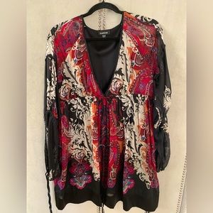 bebe Boho Silk Minidress/Tunic Size M